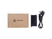 SenseCAP PoE Injector (48V) EU Adapter front view with cable and packaging
