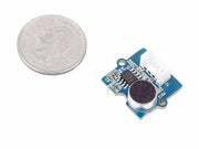 Grove Sound Sensor (Based on LM358 Amplifier) front view with size comparison to a coin
